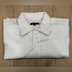 Robert Talbott Long Sleeve Blue & White Gingham Dress Shirt Size 16.5 - 34